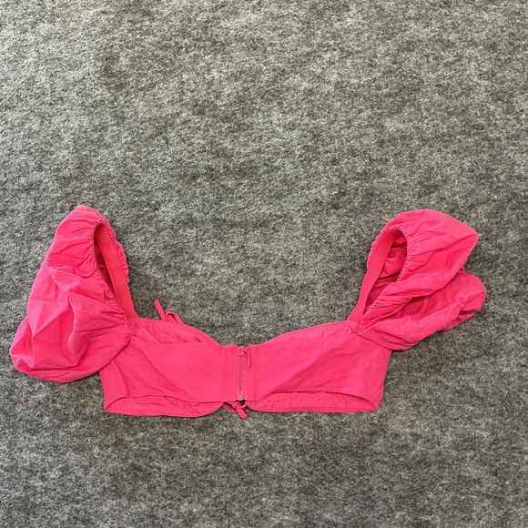 House of CB Baddie Glam Pink Puff Sleeve Mini Bandeau Crop Top Size S - Picture 3 of 3